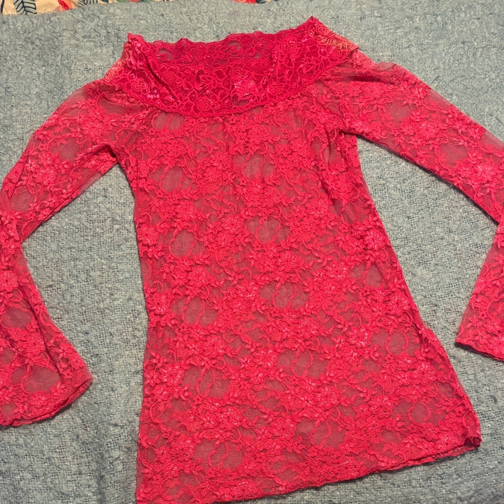 Max Rave Pink Lace Top - Picture 3 of 6